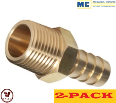 2-PACK! BRAND NEW! Midwest Control 1/2" Hose Barbx1/2"MPT Brass Fitting HBM-5050 - Image 1 of 4
