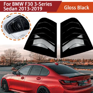 Gloss Black Side Window Louver Scoop Shutter Cover For BMW F30 3-Series 19 Sedan - Picture 1 of 5
