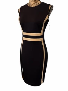 Calvin Klein Scuba Pencil Sleeveless Dress Women’s Size 4 Navy /White - Picture 1 of 11