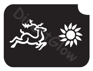 Plantilla de tatuaje de maquillaje brillante arte corporal Deer Sun 1003 2,75"" x 3,75"" - paquete de 5 - Imagen 1 de 1