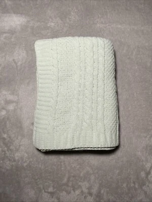 Manta bebé Nordstrom verde pálido chenilla cable tejido seguridad suave Lovey Foto 1 de 4