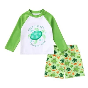 Toddler Boys Swimsuits Trunk Rashguard Long Sleeve Swim Shirt Two Pieces Bath... - Picture 1 of 6