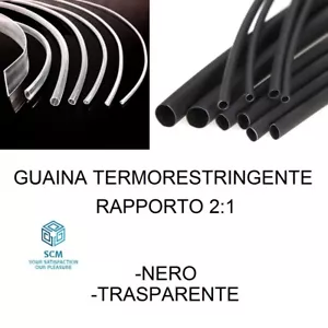 Guaina termorestringente termoretraibile nero trasparente 2:1 1M 1 M diametro - Imagen 1 de 11
