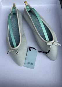 Zapatos planos de ballet vintage MALO para mujer talla 38 azul claro sherpa hechos en Italia - Imagen 1 de 6