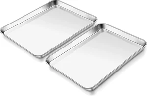 2 Pack Baking Sheet, 9 X 13 Inches Stainless Steel Quarter Sheet Pan Set for Bak - Picture 1 of 12