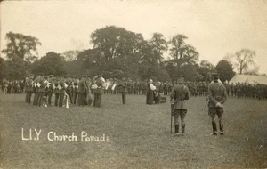 ECHTFOTO-POSTKARTE DIE LINCOLNSHIRE KAISERLICHE YEOMANRY-KIRCHENPARADE, RISEHOLME? - Bild 1 von 2
