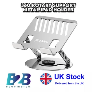 360° Swivel Portable Metal iPad Tablet Desk Stand Foldable Steel Holder - Picture 1 of 7