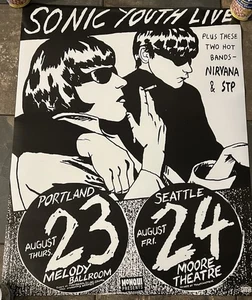 Sonic Youth Live Poster Nirvana STP 1990 Goo 23. August 24. 31 x 24 NEUWERTIG - Bild 1 von 8