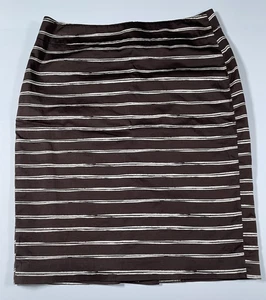 Falda Ann Taylor Mujer Talla 6 Forrada Lápiz Rayas Marrón Blanco Algodón Elástico - Imagen 1 de 21