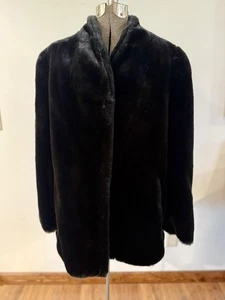 Vintage DEL BEHE Damen Kunstfellmantel Größe M schwarz - Bild 1 von 8