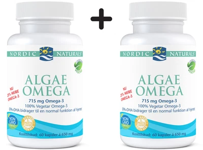2 x Nordic Naturals Algae Omega, 715mg Omega 3 - 60 softgels (582,92 EUR/kg)