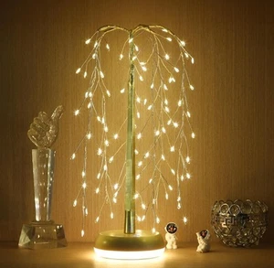 16.5” Table Top Light Tree 96 LED String Light Rechargeable Tree Lamp Fairy Desk - Picture 1 of 4