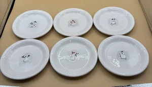 Williams Sonoma Snowman Ceramic Dessert Plates Original Box Christmas Set of 6 - Picture 1 of 7