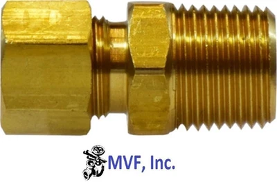 3/8" O.D. X 1/4" NPT MALE CONNECTOR A-LIGN COMPRESSION FITTING BRASS 968A-6B - Image 1 of 3