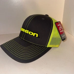 Richardson 112 Trucker Hat Mens snap back Black Neon Green NCAA Oregon Ducks Cap - Picture 1 of 5