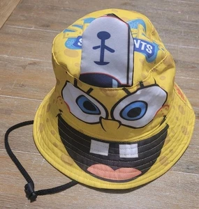 SpongeBob SquarePants Yellow Kids Bucket Hat Cap Chin Strap Nickelodeon - Picture 1 of 3