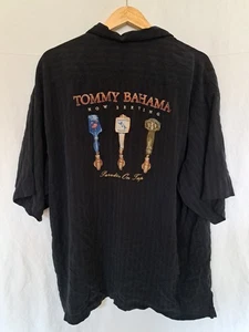 Tommy Bahama Paradise on Tap Luxury Black Silk Button Up Hawaiian Camp Shirt 2XL - Picture 1 of 4