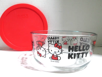 Pyrex Hello Kitty Bowl  7 cup storage W/red lid NEW FREE SHIPPING - Image 1 of 2