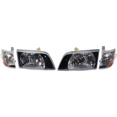 For Volvo VN HD Truck Headlight 1998 1999 Driver & Passenger Side w/ Black Bezel Foto 1 de 4