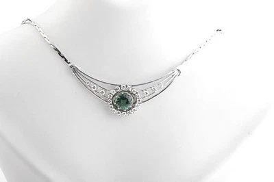 Turmalin Brillant Diamant Collier 1ct 14k 585 Weiß gold Länge 42 cm Top!   - Bild 1 von 4