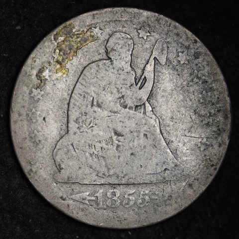 1855 ARROWS Seated Liberty Silver Quarter CHOICE GOOD FREE SHIPPING E349 RCM Cover