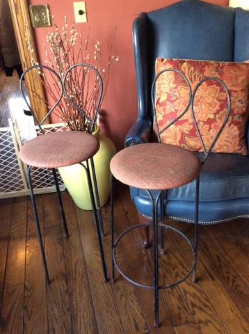 2 Vintage Reilly Wolff  28.5” Parlor Stools - Original - Good Cover