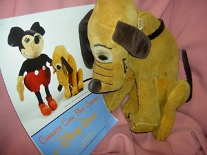 Very RARE, Charlotte Clark, PLUTO, 15" antique cloth labeled toy, c1931 Disney - Picture 1 of 23