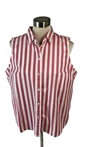 NEW J CREW Sleeveless Button Front Pink Stripe XL Summer Blouse NWT - Picture 1 of 8