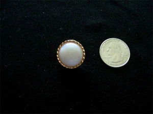 8 WHITE ROUND DOME 3/4" BUTTONS WITH ROSY COPPERY BORDER #11 - Picture 1 of 1