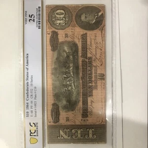 $10 1864 Confederate T-68 Pf-44 CR-552  10 Series Serial#14923 Plate#C19 - Picture 1 of 10