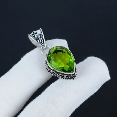 Peridot Gemstone Handmade 925 Sterling Silver Pendant August Birthstone - Image 1 of 4