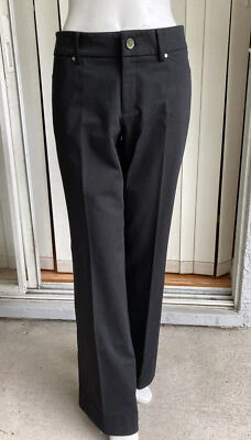 Elie Tahari Pants Straight Leg Button Zip Pockets Black Size 8 *pants Hemmed* - Image 1 of 4
