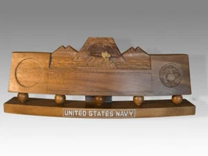 Military Desk Name 2 Solid Mahogany Wood Handmade Display Stand Model - Picture 1 of 7