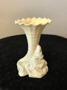 Belleek Cornucopia Rock Spill Vase, 3rd Black Mark, Luster Interior, 5-3/4 tall - Picture 1 of 8
