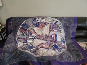 Xipe Wall Hanging Quilt Purple Black Mythical Glow - Picture 1 of 7
