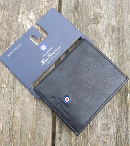 BILLETERA DE TARJETAS BEN SHERMAN OJO DE BULLS Cuero Negro Notas Delgadas Nueva - Imagen 1 de 7