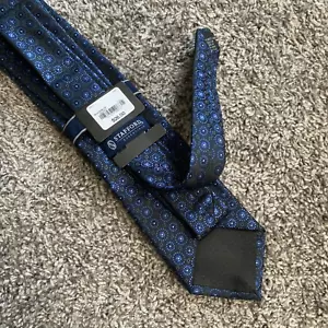 Stafford Herren Krawatte Geometrisch Blau Schwarz Polyester Kreise Punkte - Bild 1 von 16
