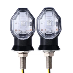 2X LED Motorcycle Turn Signal Indicator Blinker Light Lamp Black Amber Universal - Picture 1 of 9