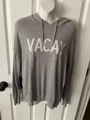 Suéter con Capucha Rachel Zoe Gris Vacay Mezcla Cachemira Talla L Nuevo con Etiquetas Foto 1 de 4