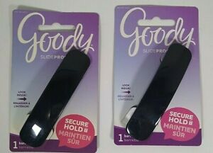 LOT OF 2 Goody Slide Proof Auto Clasp Large Barrette, Black 1 Count  3.25" Long