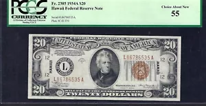 🇺🇸 1934A $20 FR-2305 ♚♚HAWAII♚♚ PCGS CHOICE ABOUT NEW 55 BOLD&CRISP, AMAZING! - Picture 1 of 2