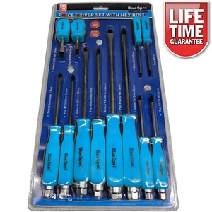 Screwdriver Set HEAVY DUTY Pozi/Cross Slotted/Flat SCREWDRIVERS PX#0-PX#4 - Picture 1 of 6