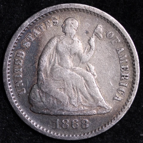 1868-S Seated Liberty Half Dime CHOICE VF FREE SHIPPING E815 ULJ Cover