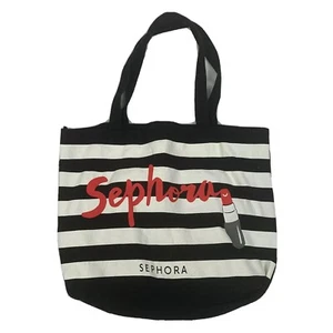 Sephora Brand Black Red White Lip Stick Canvas Tote Bag - Picture 1 of 4