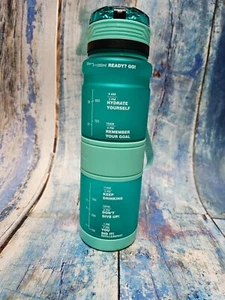 Sports Motivational Drinking Water Bottle With Time Marker 32 Oz BPA Free - Picture 1 of 3