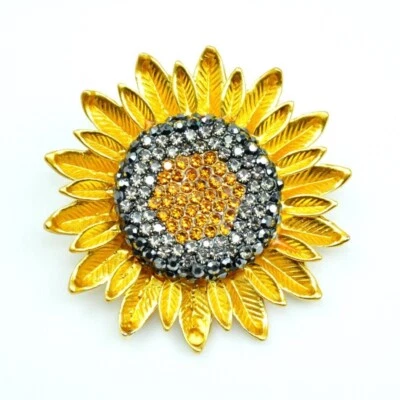 Broche Girasol Colgante Oro Amarillo Flor Novia Joyería Moda Prendedor Regalo Foto 1 de 4