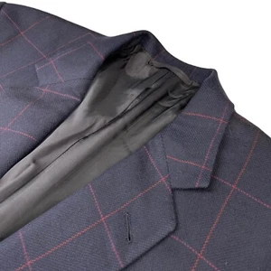 VTG Fallan & Harvey Men’s Wool/Cashmere Flannel Blazer Navy Windowpane • 46R - Picture 1 of 11