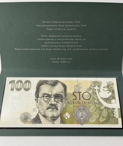 Czech Republic 100 Korun 2022 COMM. BIG Note P 30 UNC W/Folder Cover