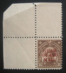 1930 US Local Guam Guard Mail M10 enorme margine angolo carta piega errore perfetto nuovo di zecca - Foto 1 di 2