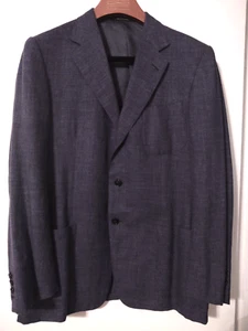 ERMENEGILDO ZEGNA 3 Button 80% CASHMERE 20% Linen Size 52R Blue Jacket - Picture 1 of 7